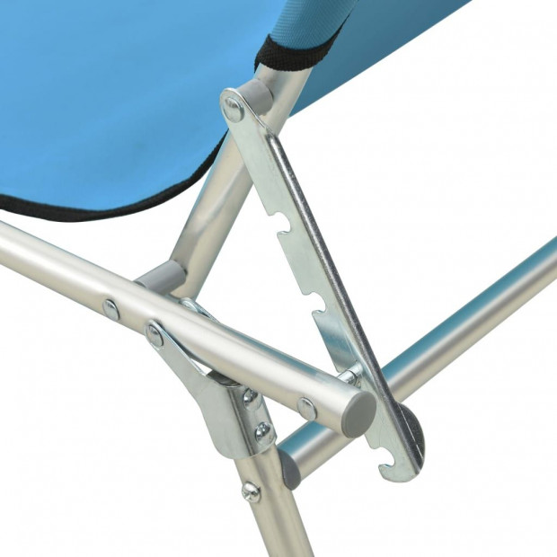 Folding Sun Lounger With Canopy Steel Turquoise And Blue Image 8