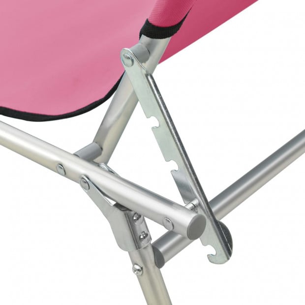 Folding Sun Lounger With Canopy Steel Magento Pink Image 8
