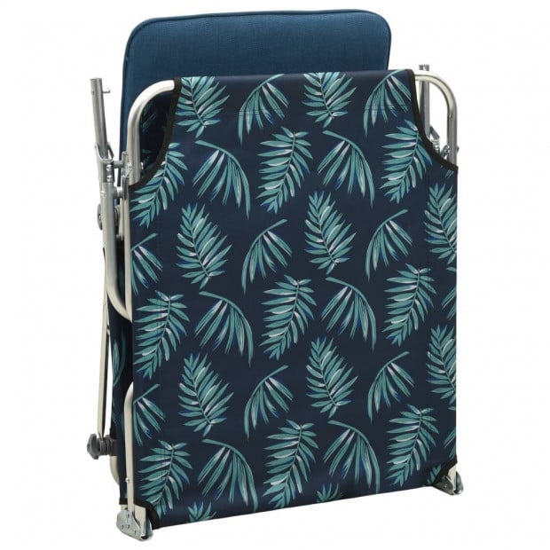 Folding Sun Lounger With Canopy Steel Leaves Print Image 5