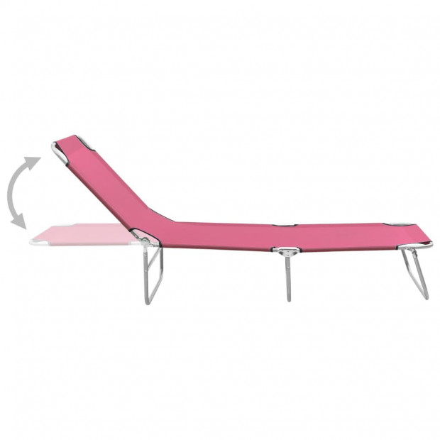 Folding Sun Lounger Steel And Fabric Pink Image 3