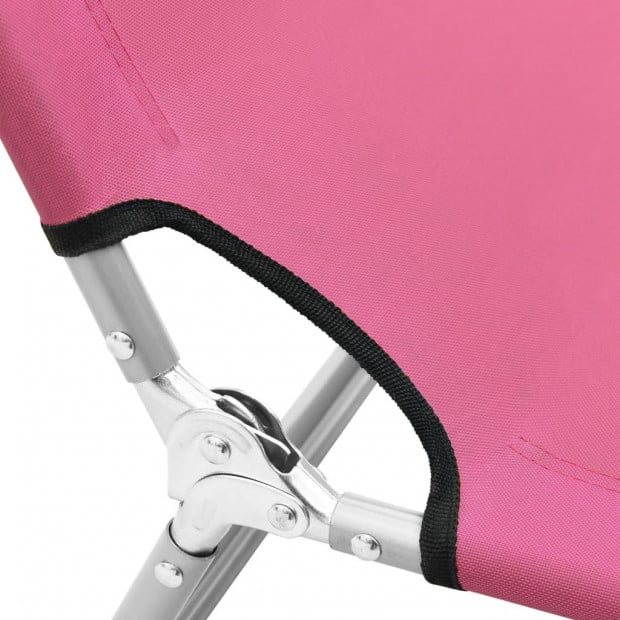 Folding Sun Lounger Steel And Fabric Pink Image 6