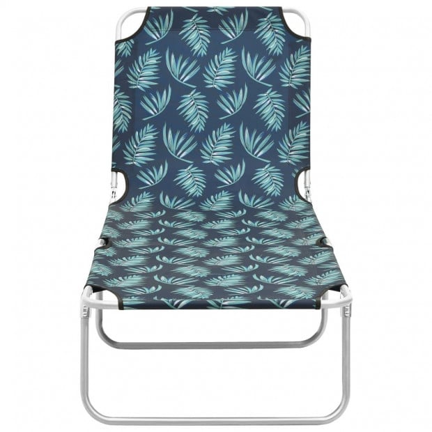 Folding Sun Lounger Steel And Fabric Leaves Print Image 2