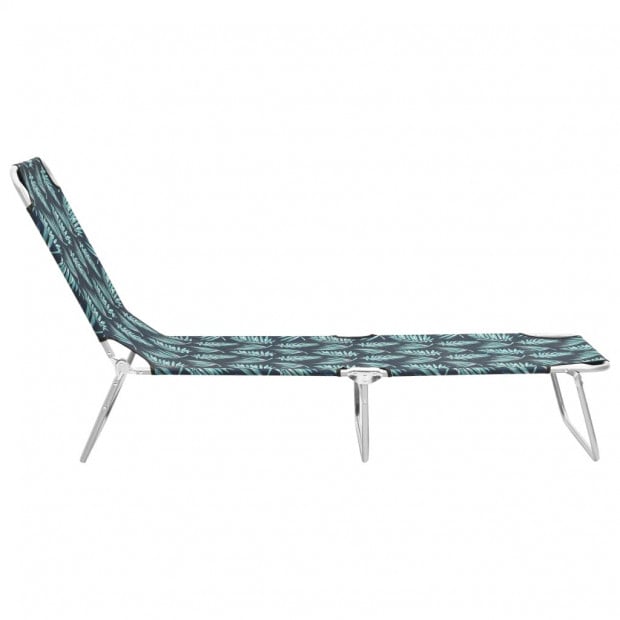 Folding Sun Lounger Steel And Fabric Leaves Print Image 3