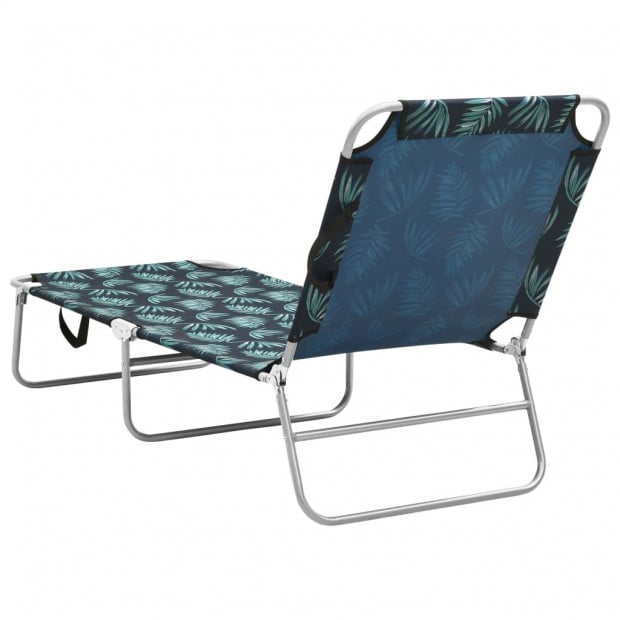 Folding Sun Lounger Steel And Fabric Leaves Print Image 4