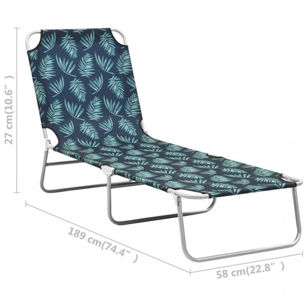 Folding Sun Lounger Steel And Fabric Leaves Print Image 8