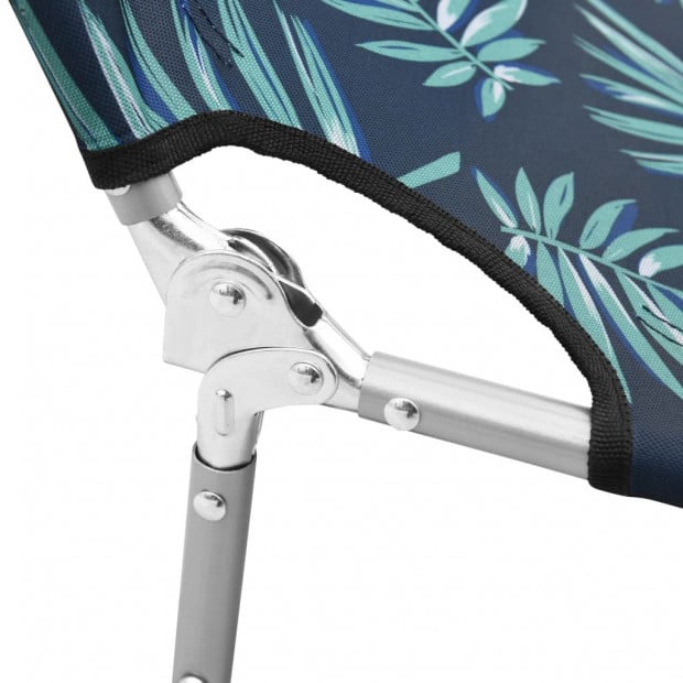 Folding Sun Lounger With Head Cushion Steel Leaves Print Image 7