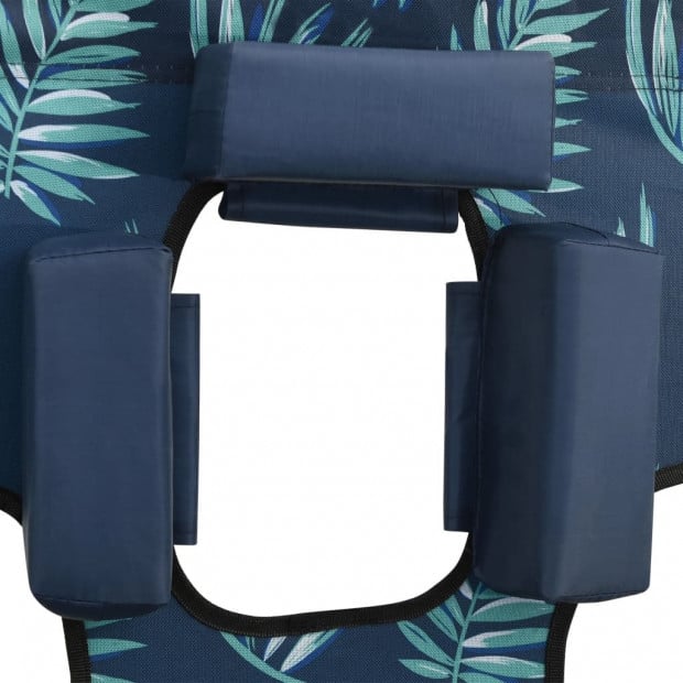 Folding Sun Lounger With Head Cushion Steel Leaves Print Image 8