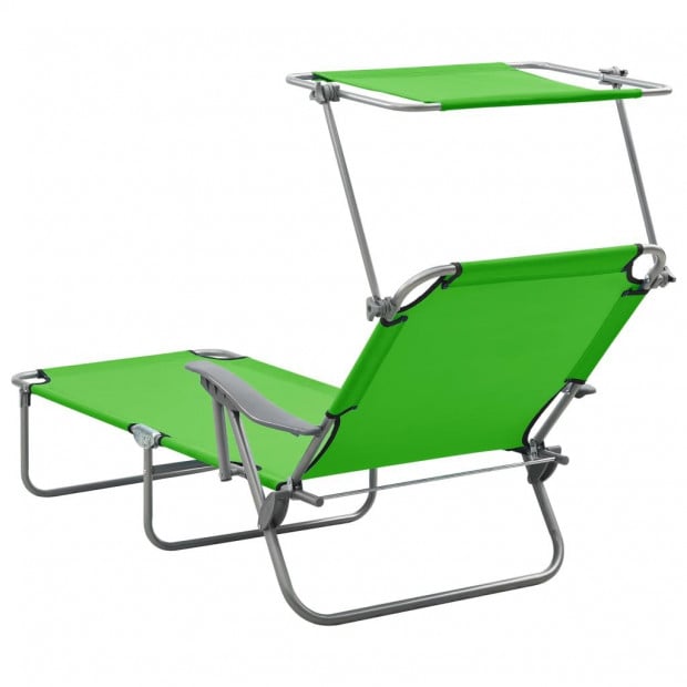 Sun Lounger With Canopy Steel Green Image 4