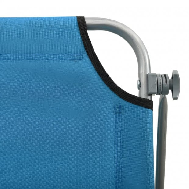 Sun Lounger With Canopy Steel Blue Image 5