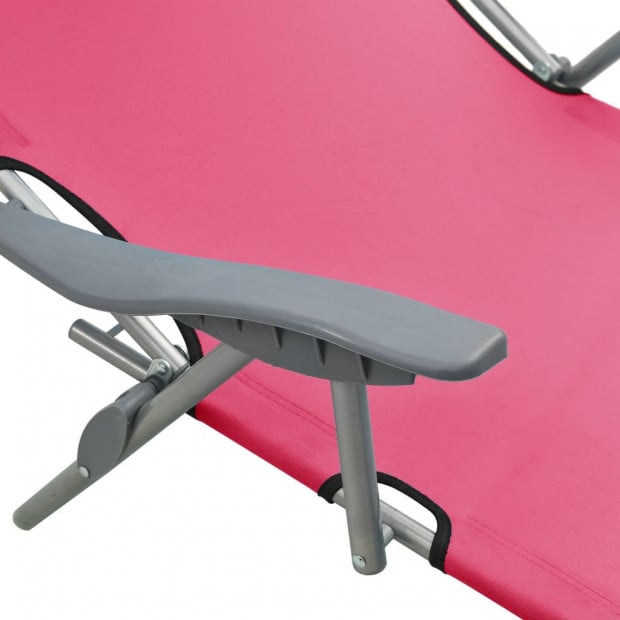 Sun Lounger With Canopy Steel Pink Image 5