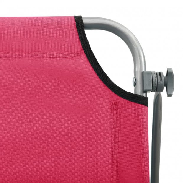 Sun Lounger With Canopy Steel Pink Image 6