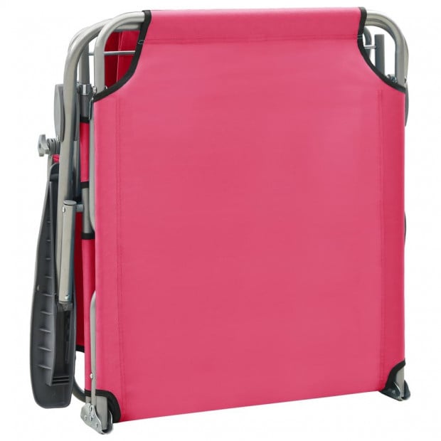 Sun Lounger With Canopy Steel Pink Image 7