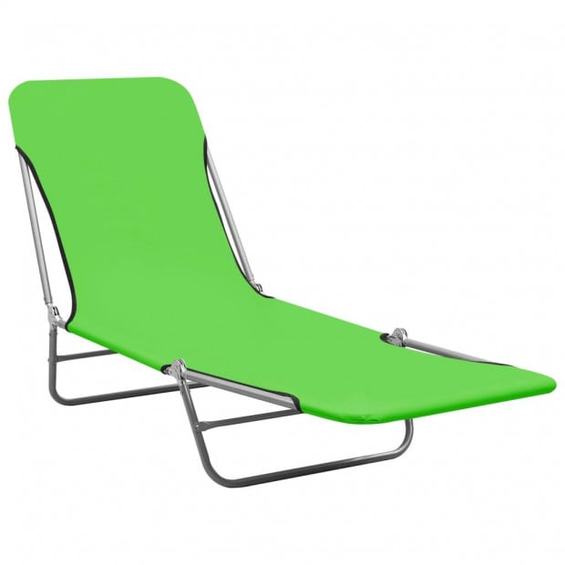 Folding Sun Loungers 2 Pcs Steel And Fabric Green Image 2