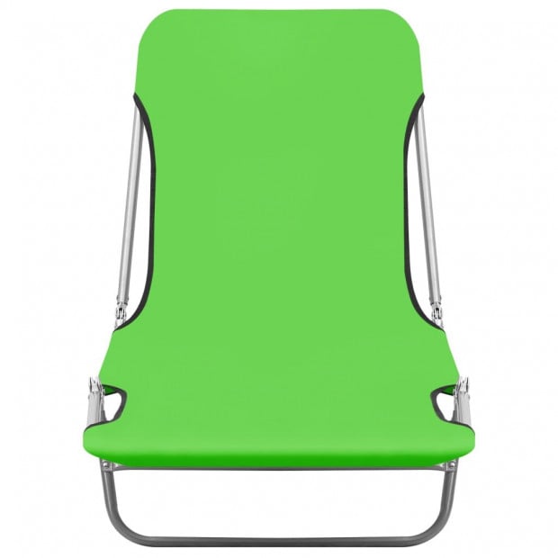 Folding Sun Loungers 2 Pcs Steel And Fabric Green Image 3