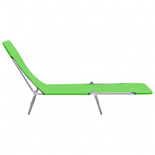 Folding Sun Loungers 2 Pcs Steel And Fabric Green Image 4