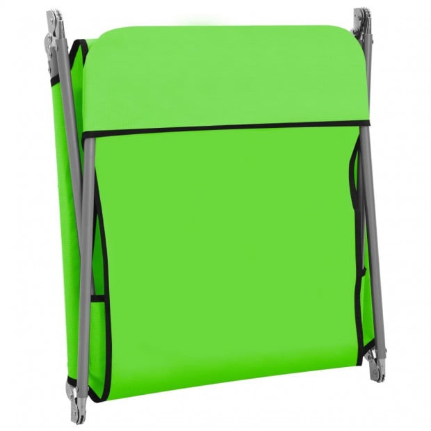 Folding Sun Loungers 2 Pcs Steel And Fabric Green Image 7