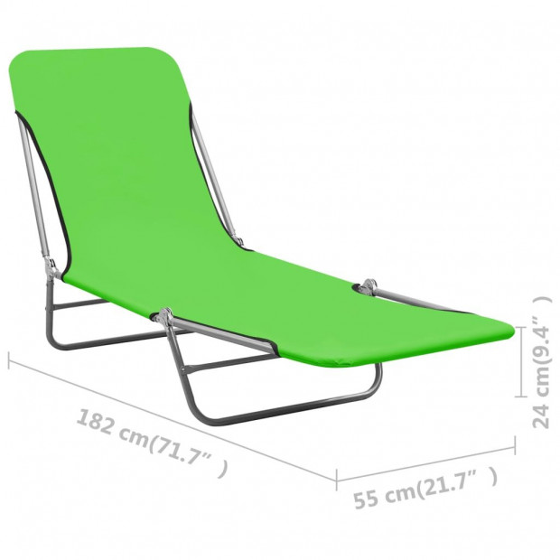 Folding Sun Loungers 2 Pcs Steel And Fabric Green Image 8