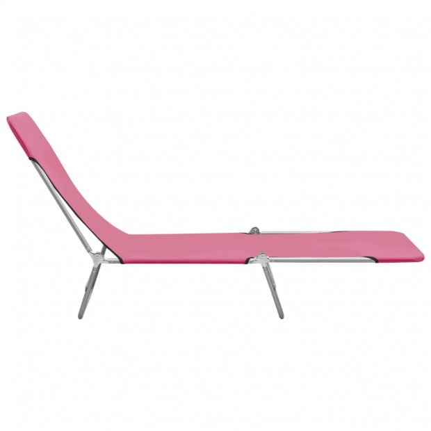 Folding Sun Loungers 2 Pcs Steel And Fabric Pink Image 4