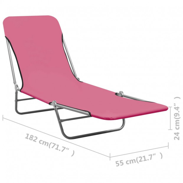 Folding Sun Loungers 2 Pcs Steel And Fabric Pink Image 8