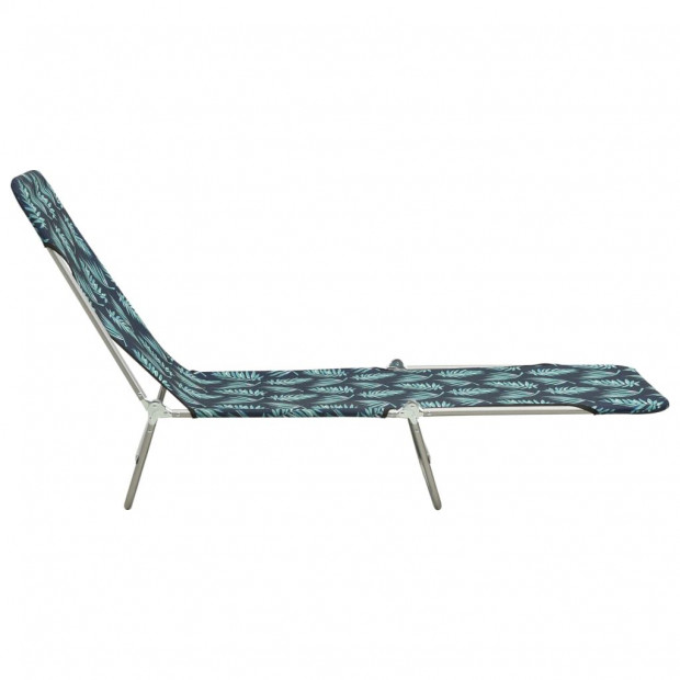 Folding Sun Loungers 2 Pcs Steel And Fabric Leaf Pattern Image 4