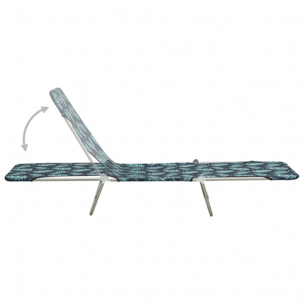 Folding Sun Loungers 2 Pcs Steel And Fabric Leaf Pattern Image 5