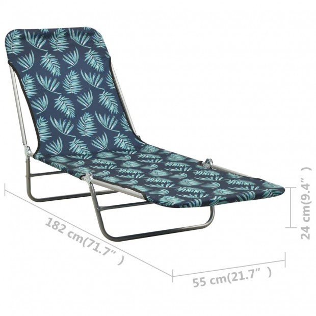 Folding Sun Loungers 2 Pcs Steel And Fabric Leaf Pattern Image 8