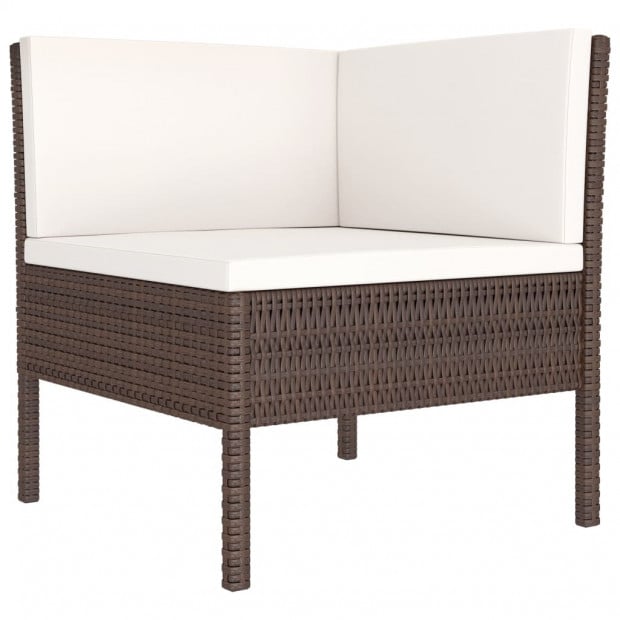 3 Piece Garden Lounge Set With Cushions Poly Rattan Brown Image 3