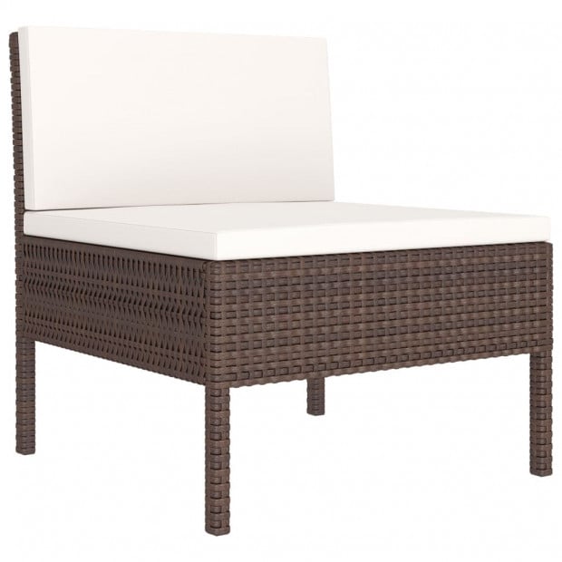 3 Piece Garden Lounge Set With Cushions Poly Rattan Brown Image 4