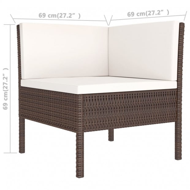 3 Piece Garden Lounge Set With Cushions Poly Rattan Brown Image 6