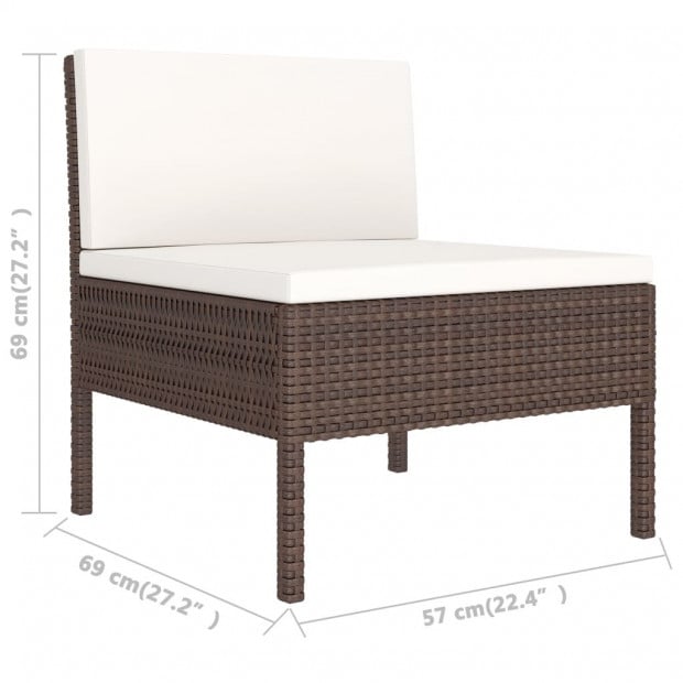 3 Piece Garden Lounge Set With Cushions Poly Rattan Brown Image 7