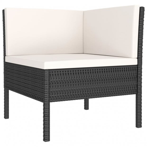 3 Piece Garden Lounge Set Black With Cushions Poly Rattan Cream White Image 3