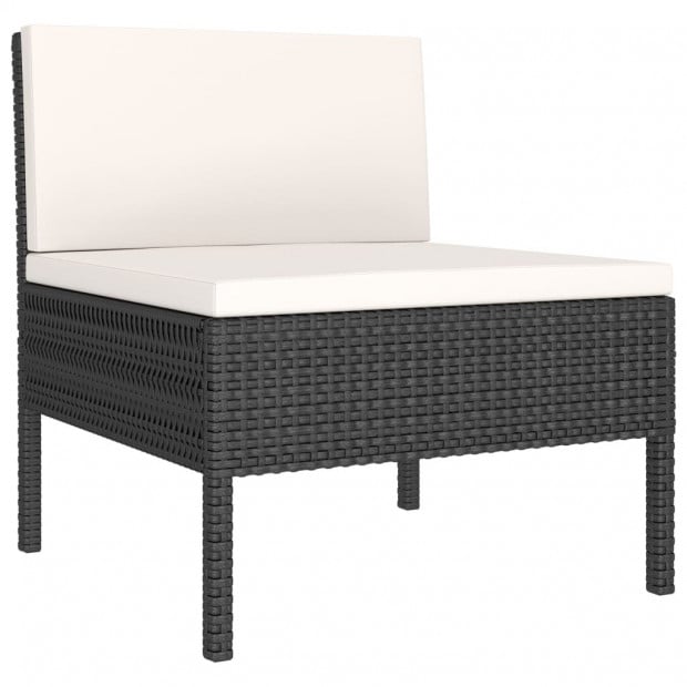 3 Piece Garden Lounge Set Black With Cushions Poly Rattan Cream White Image 4