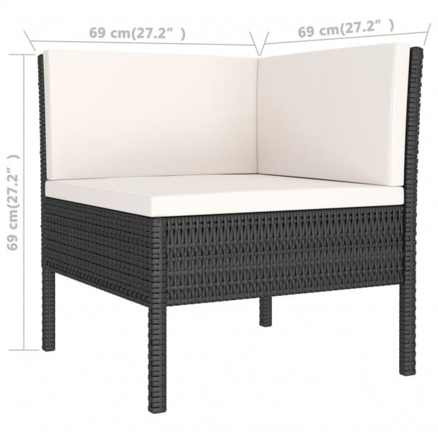 3 Piece Garden Lounge Set Black With Cushions Poly Rattan Cream White Image 6