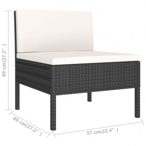 3 Piece Garden Lounge Set Black With Cushions Poly Rattan Cream White Image 7