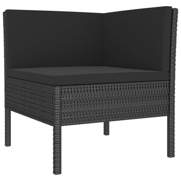 3 Piece Garden Lounge Set Black With Cushions Poly Rattan Black Image 3