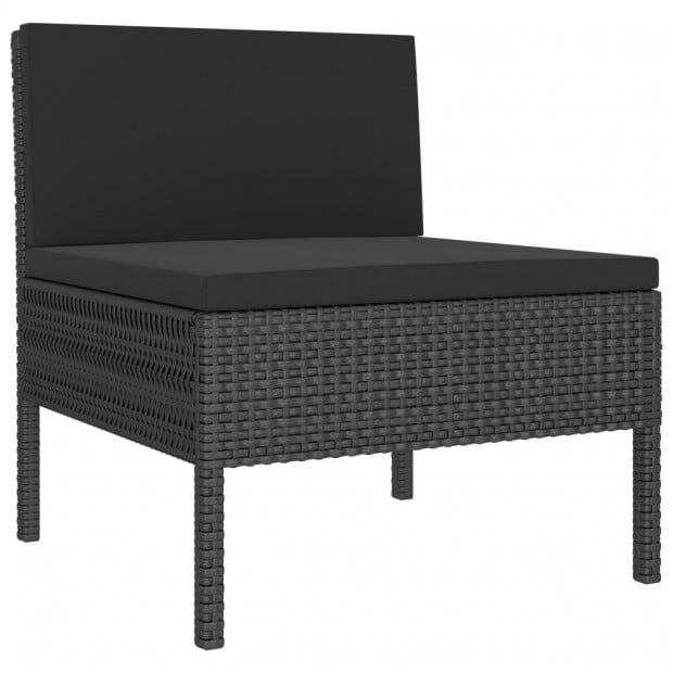 3 Piece Garden Lounge Set Black With Cushions Poly Rattan Black Image 4