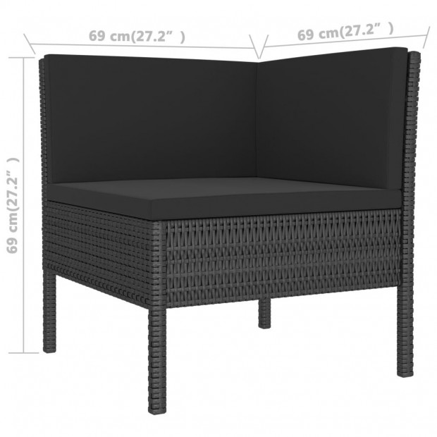 3 Piece Garden Lounge Set Black With Cushions Poly Rattan Black Image 6