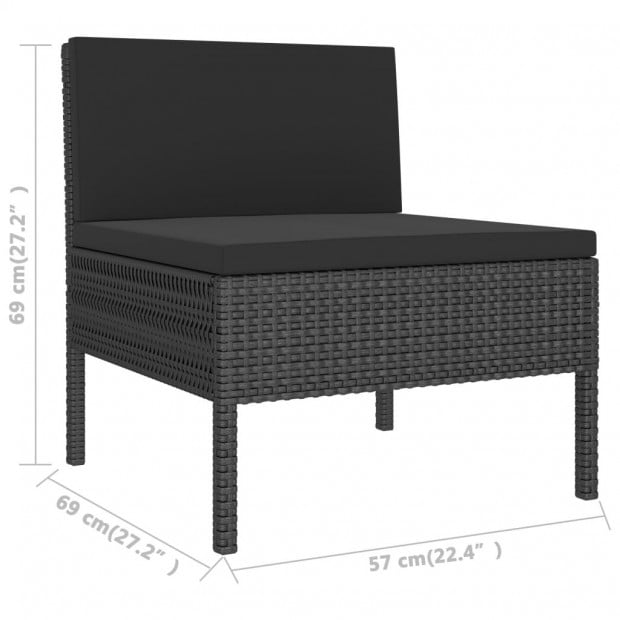 3 Piece Garden Lounge Set Black With Cushions Poly Rattan Black Image 7
