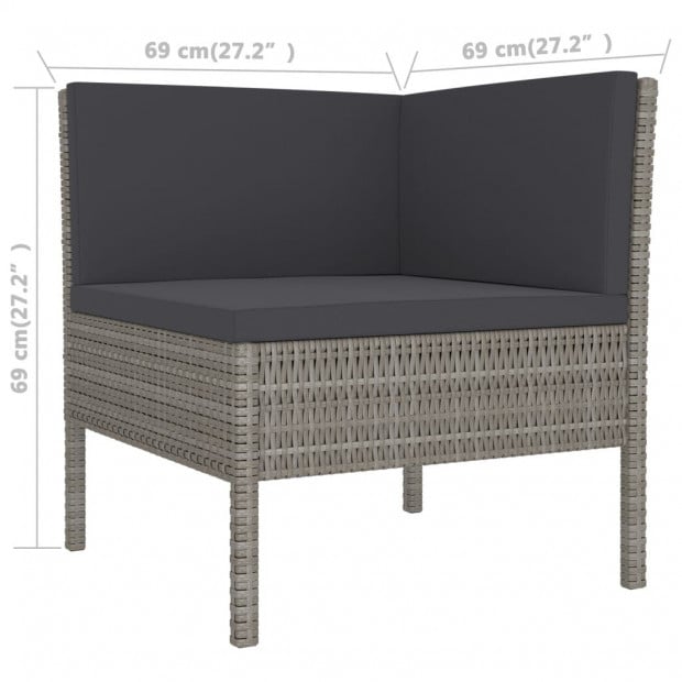 3 Piece Garden Lounge Set Black With Cushions Poly Rattan Anthracite Image 6