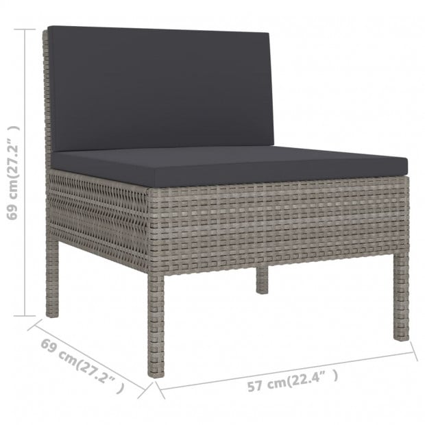 3 Piece Garden Lounge Set Black With Cushions Poly Rattan Anthracite Image 7