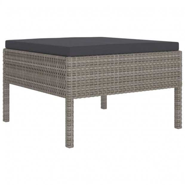 2 Piece Garden Lounge Set With Cushions Poly Rattan Grey Image 4