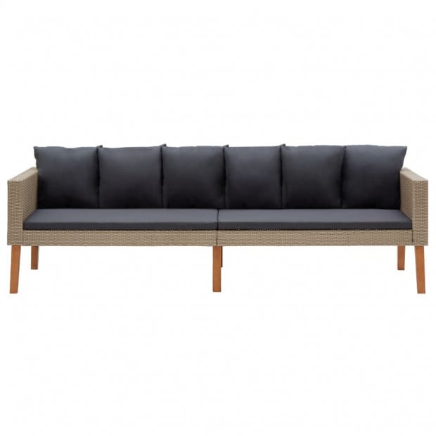 3-seater Garden Sofa With Cushions Poly Rattan Beige Image 2