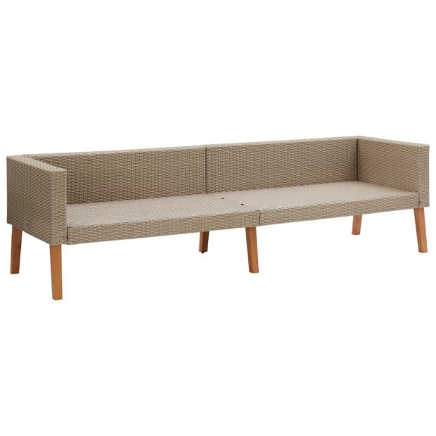 3-seater Garden Sofa With Cushions Poly Rattan Beige Image 5