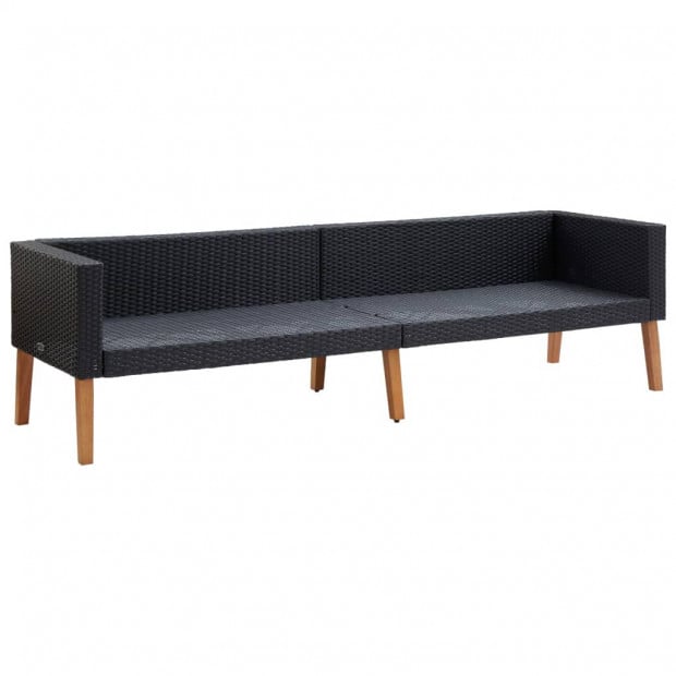 3-seater Garden Sofa With Cushions Poly Rattan Black Image 5