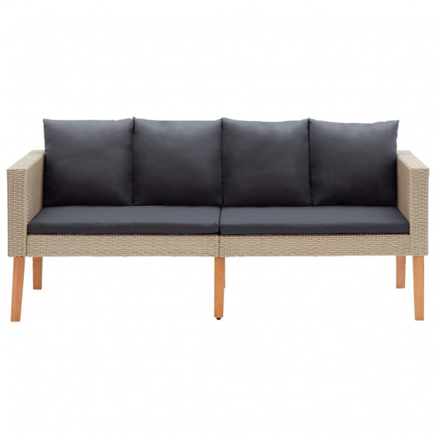2-seater Garden Sofa With Cushions Poly Rattan Beige Image 2