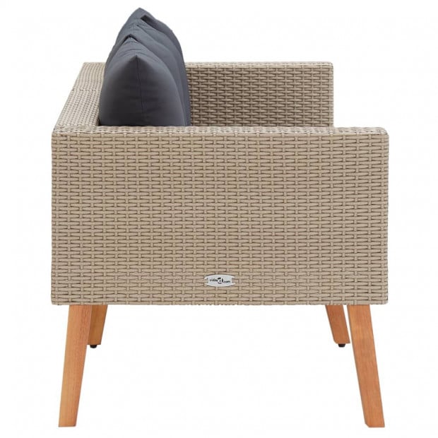 2-seater Garden Sofa With Cushions Poly Rattan Beige Image 3