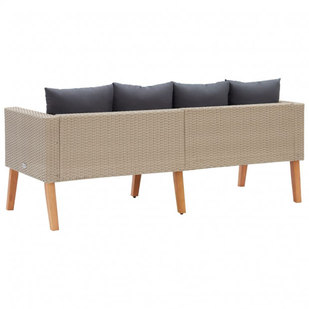 2-seater Garden Sofa With Cushions Poly Rattan Beige Image 4