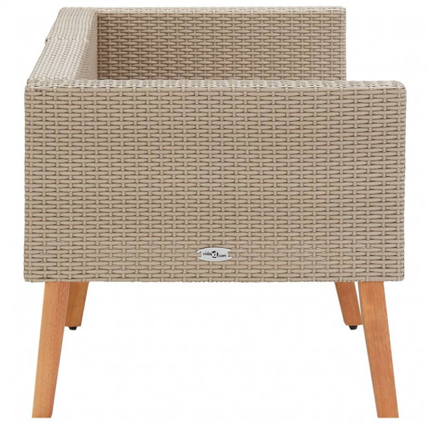 2-seater Garden Sofa With Cushions Poly Rattan Beige Image 5