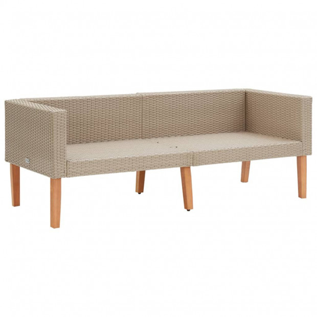 2-seater Garden Sofa With Cushions Poly Rattan Beige Image 6