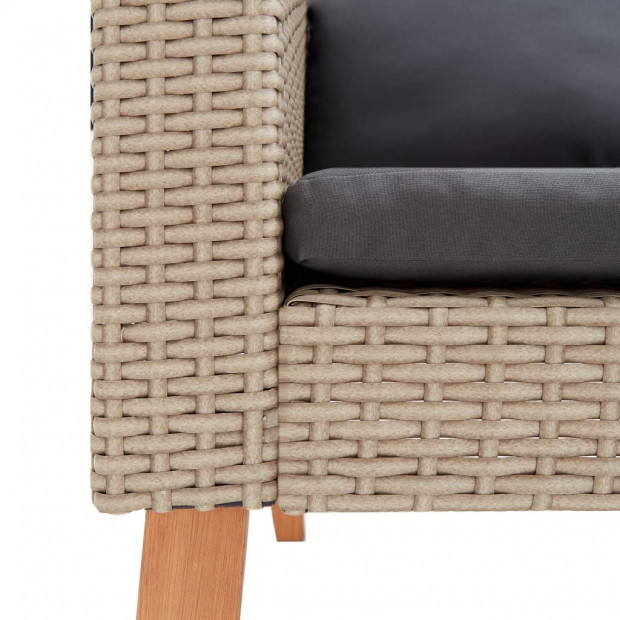 2-seater Garden Sofa With Cushions Poly Rattan Beige Image 7